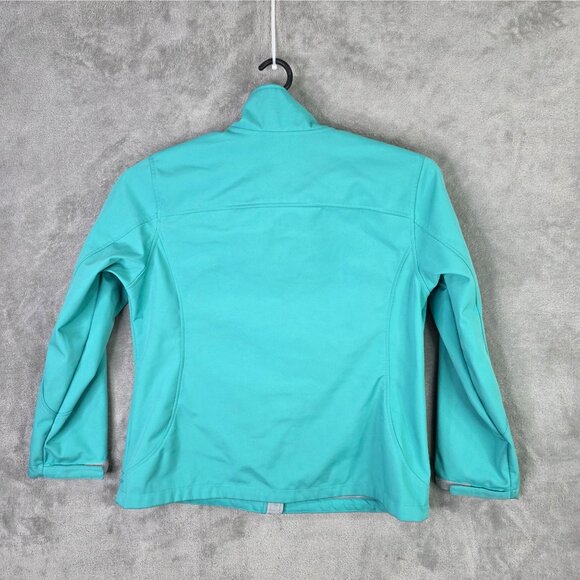 Womens Free Tech Teal Blue Full Zip Jacket 100% Polyester Mock Neck Size XL - Picture 4 of 8